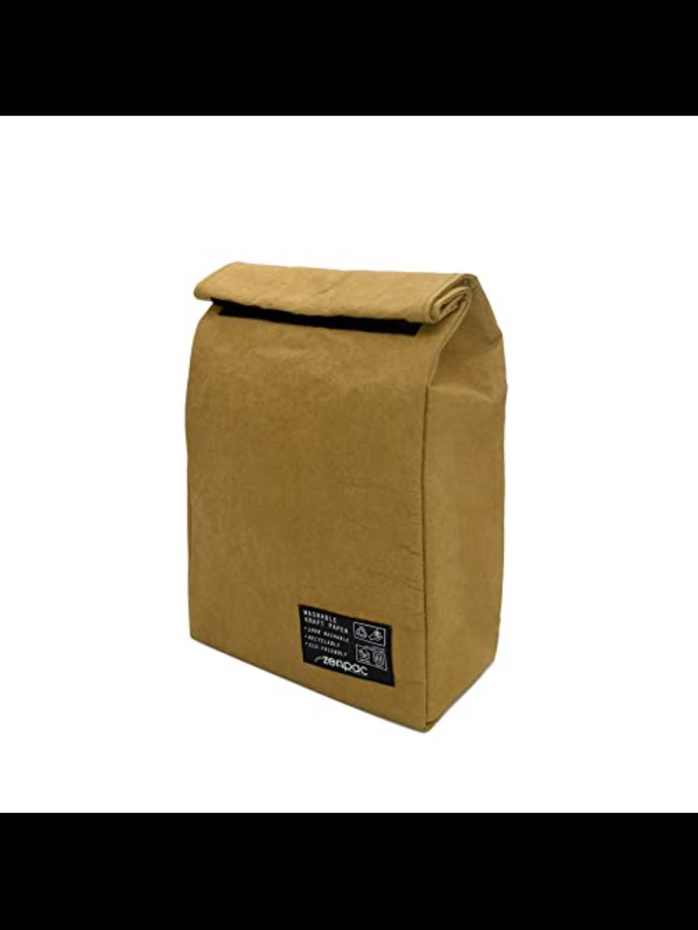 Reusable Tan Roll-Top Lunch Bag